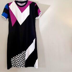 Louis Vuitton statement mini dress bold geometric design size L black sequins